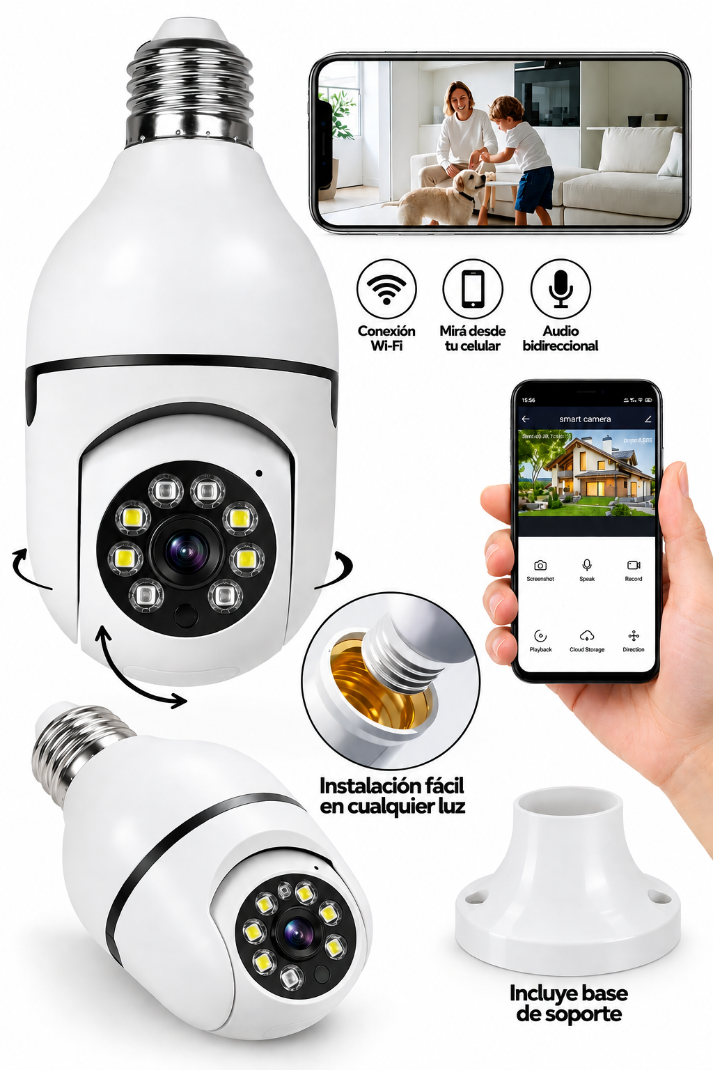 Accesorios de los cuales dispone esta camara foco 360 grados