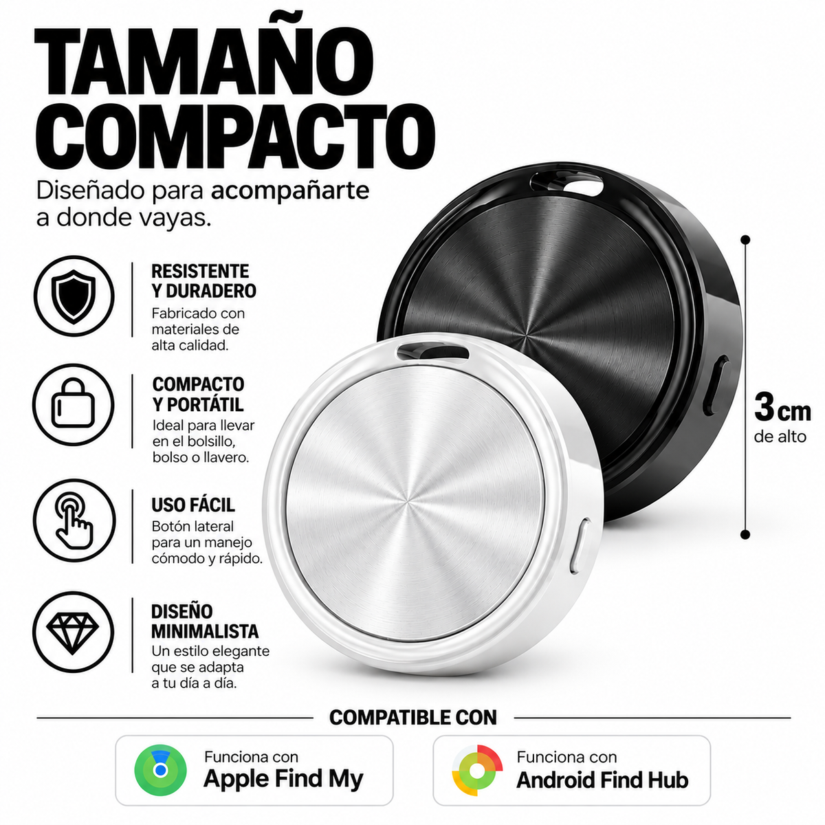 Rastreador localizador con sus medidas correspondientes y las aplicaciones necesarias para fomentar su uso correspondiente