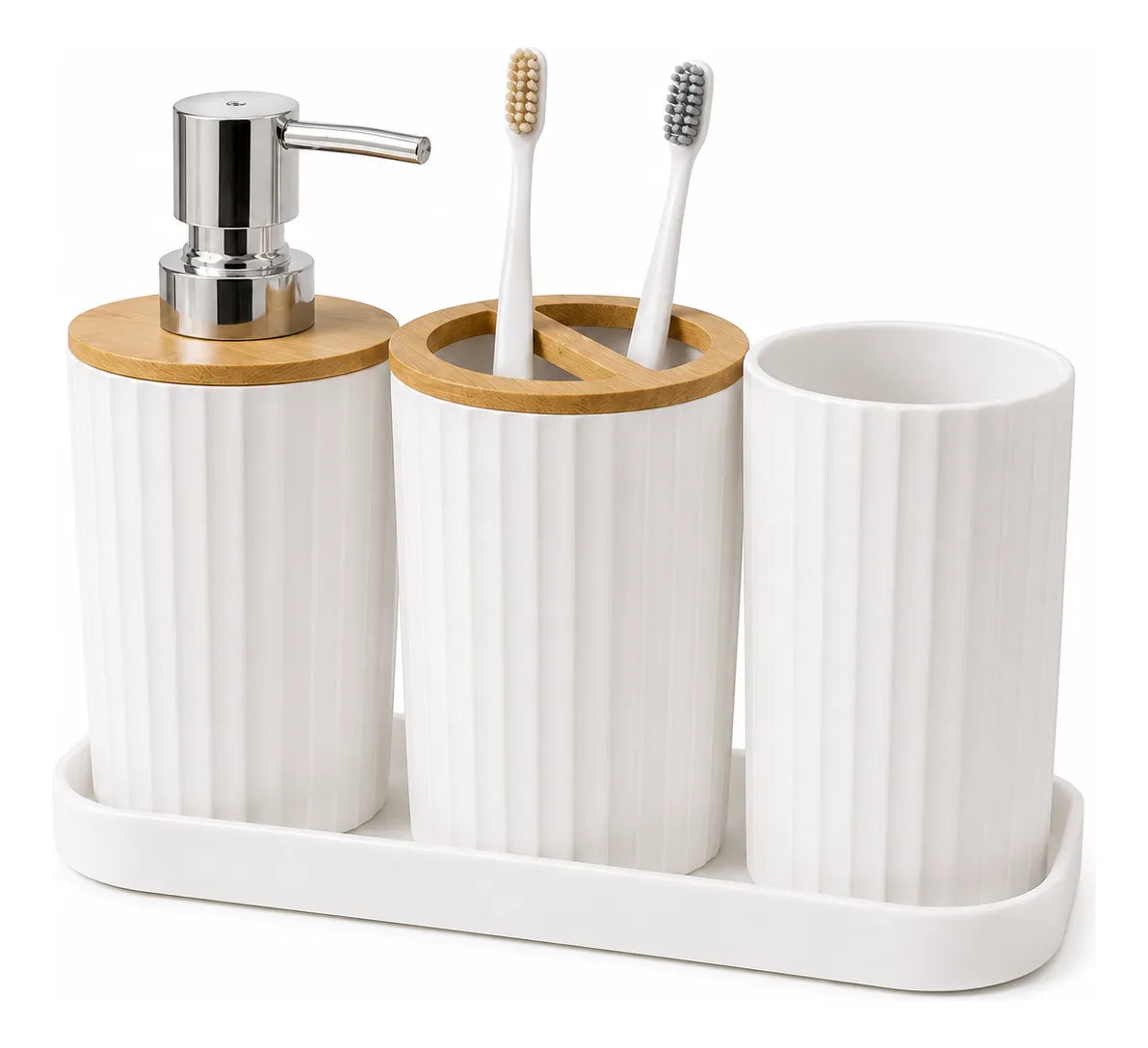 Muestra de set de baño color blanco