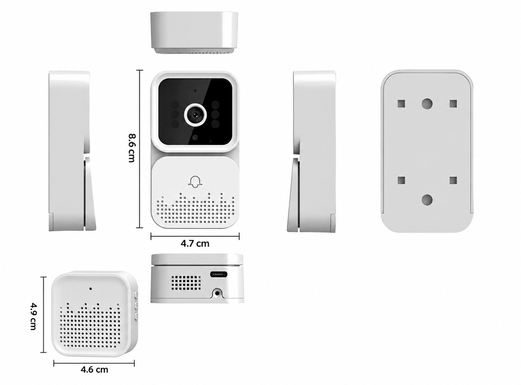 Medidas correspondientes del timbre inteligente con wifi