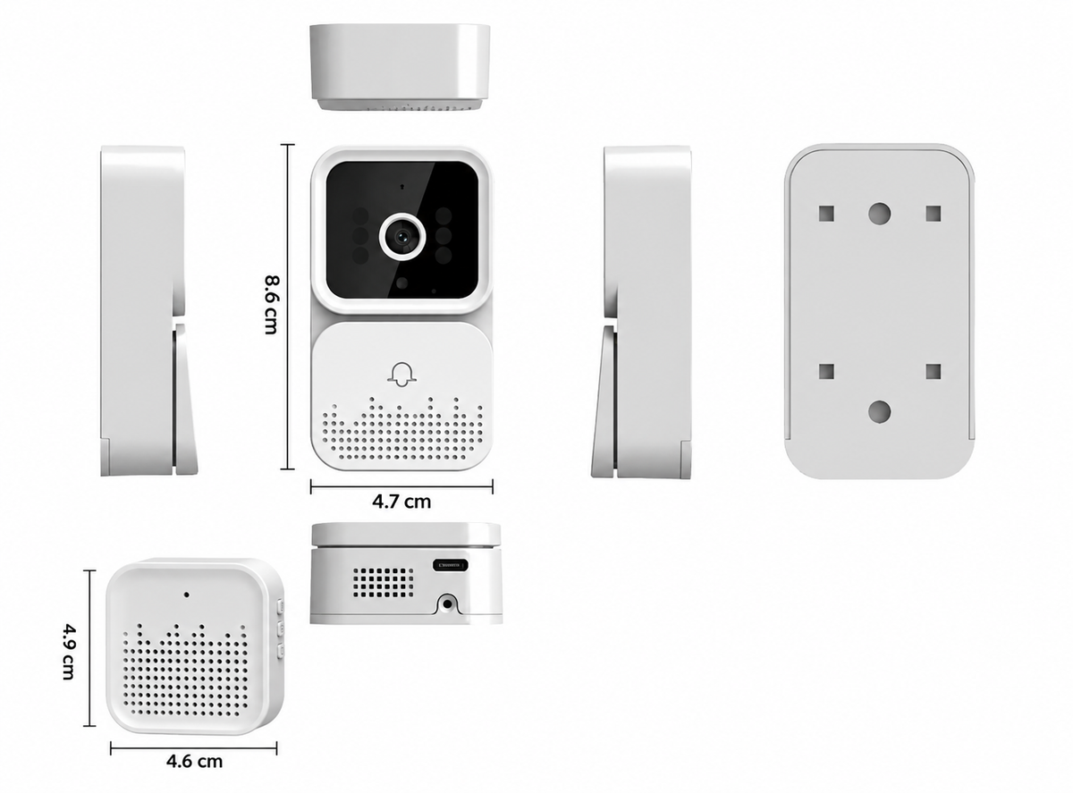 Medidas correspondientes del timbre inteligente con wifi