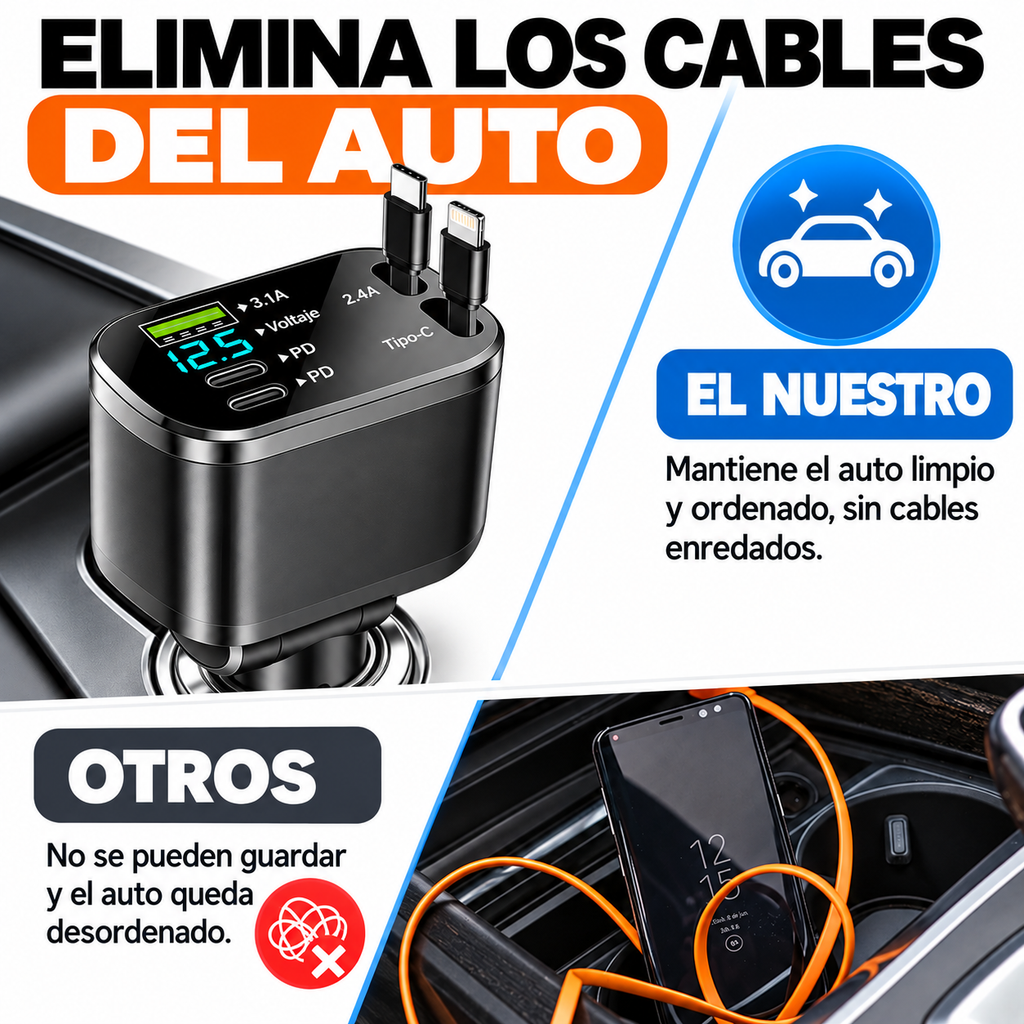 cables retráctiles y un aspecto mas ordenado