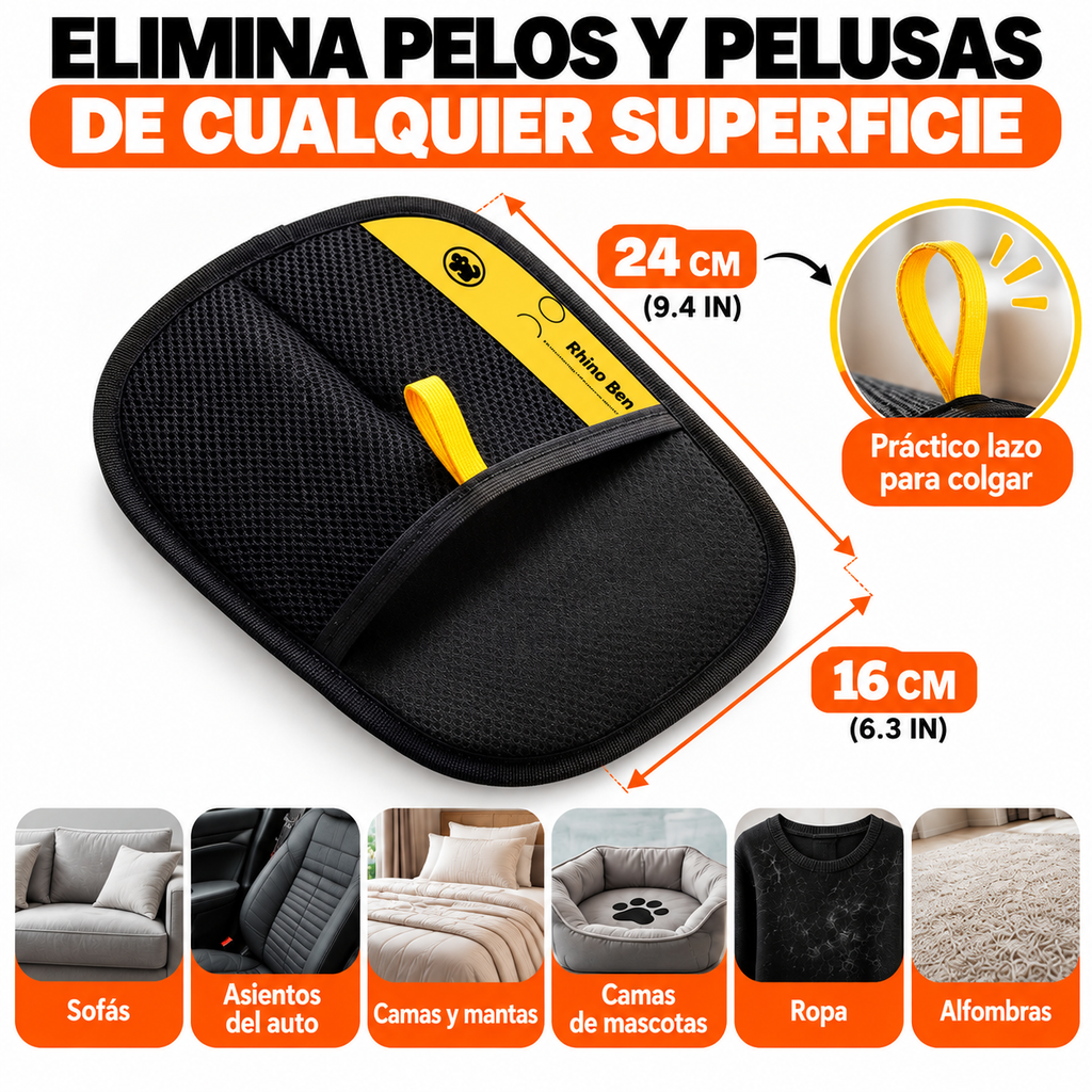 Medidas correspondientes del guante quita pelos y pelusas de cualquier lado